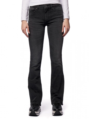 Джинсы Armani Exchange в черном цвете зауженого кроя с расширением к низу на высокой посадке