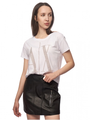 Юбка из эко-кожи в черном цвете на высокой посадке Armani Exchange