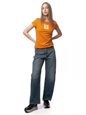 Футболка в оранжевом цвете с лого бренда на груди Armani Exchange