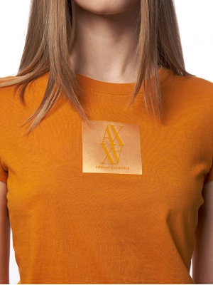 Футболка в оранжевом цвете с лого бренда на груди Armani Exchange