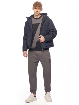 Стеганная куртка с капюшоном в темно-синем цвете с лого бренда Armani Exchange