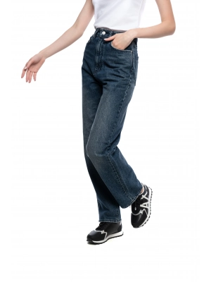 Джинсы в синем цвете Armani Exchange свободного кроя на высокой посадке