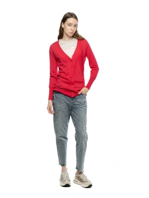 Кардиган в красном цвете с V-образным вырезом Armani Exchange