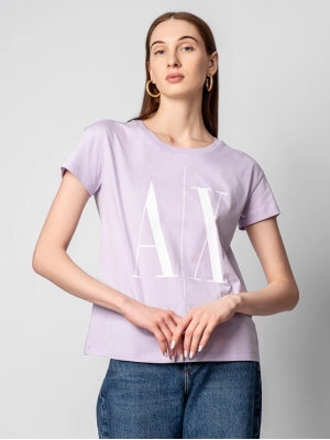 Футболка icon сиреневого цвета с принтом в виде лого бренда Armani Exchange