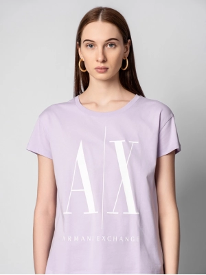 Футболка icon сиреневого цвета с принтом в виде лого бренда Armani Exchange
