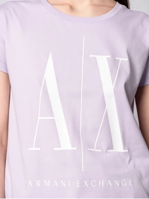 Футболка icon сиреневого цвета с принтом в виде лого бренда Armani Exchange