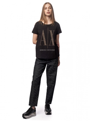 Футболка в черном цвете с лого бренда на груди Armani Exchange Футболка в черном цвете с лого бренда на груди Armani Exchange