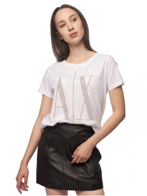Футболка в белом цвете с лого бренда на груди Armani Exchange