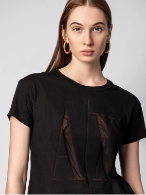 Футболка icon в черном цвете с принтом в виде лого бренда Armani Exchange