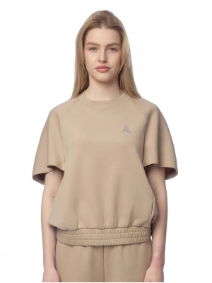 Женский костюм с прямыми брюками и свитшотом в бежевом цвете Armani Exchange