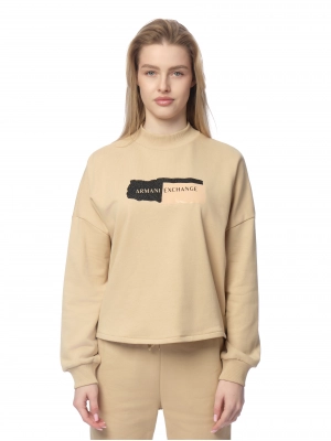 Женский спортивный костюм бежевого цвета с логотипом на груди Armani Exchange