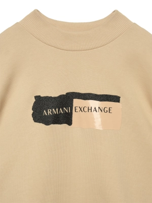Женский спортивный костюм бежевого цвета с логотипом на груди Armani Exchange