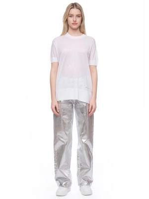 Брюки в цвете металлик свободного кроя на высокой посадке  Armani Exchange
