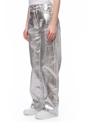 Брюки в цвете металлик свободного кроя на высокой посадке  Armani Exchange