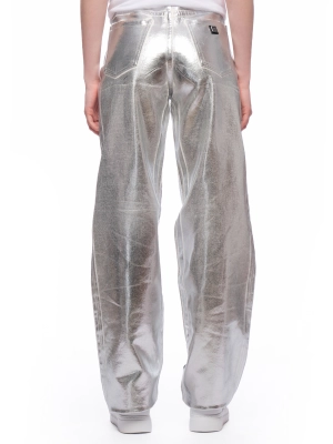 Брюки в цвете металлик свободного кроя на высокой посадке  Armani Exchange