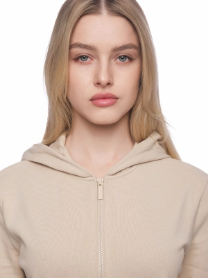 Толстовка в молочном цвете прямого кроя на молнии с капюшоном и логотипом Armani Exchange