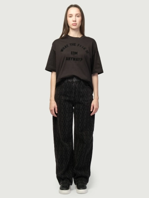 Джинсы палаццо в черном цвете с логоманией Armani Exchange Джинсы палаццо в черном цвете с логоманией Armani Exchange