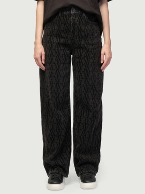 Джинсы палаццо в черном цвете с логоманией Armani Exchange Джинсы палаццо в черном цвете с логоманией Armani Exchange