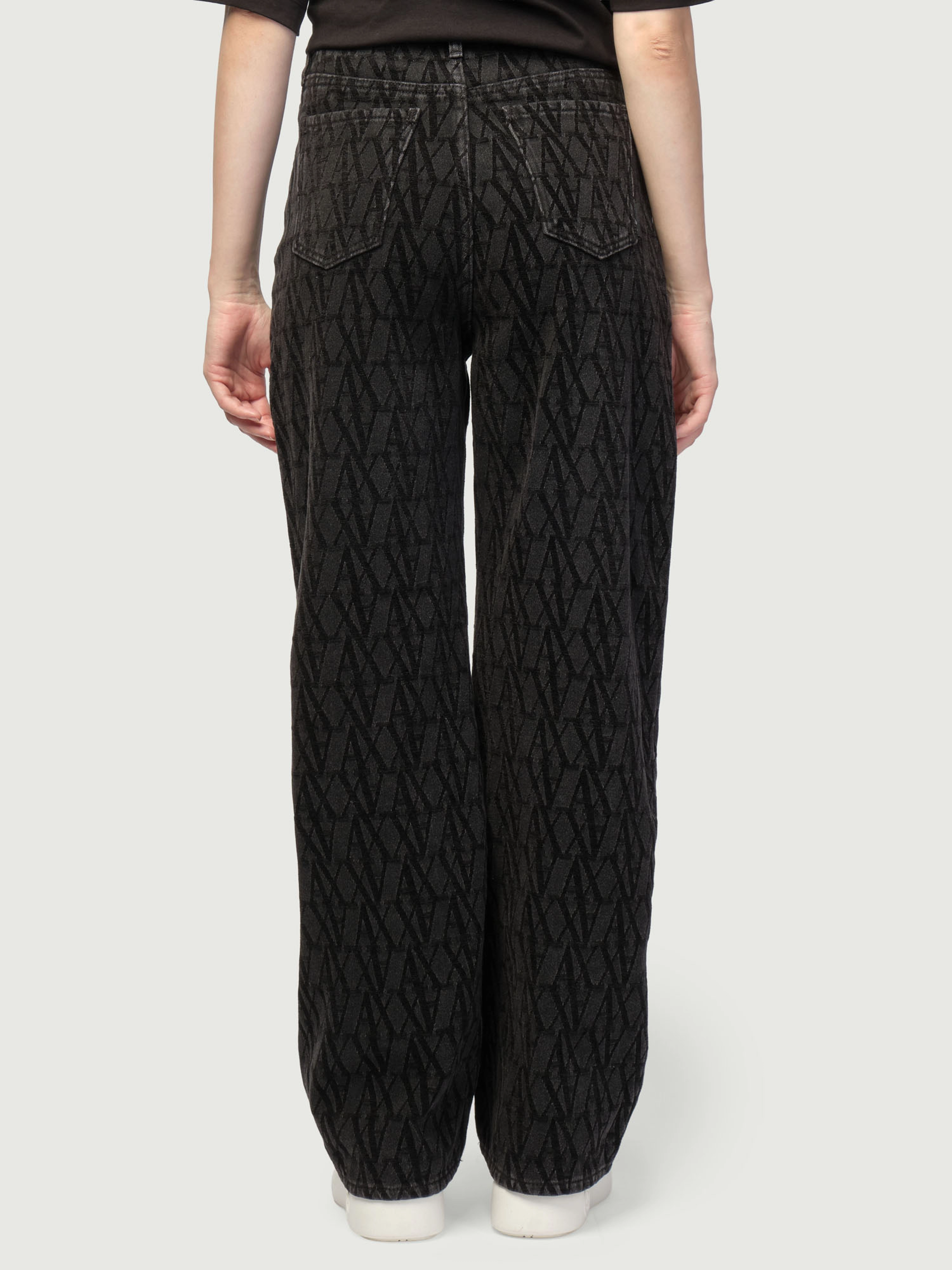 Джинсы палаццо в черном цвете с логоманией Armani Exchange Джинсы палаццо в черном цвете с логоманией Armani Exchange