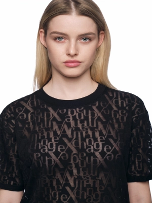 Футболка в черном цвете свободного удлиненного кроя Armani Exchange