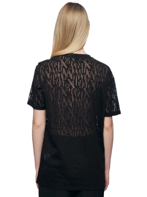 Футболка в черном цвете свободного удлиненного кроя Armani Exchange
