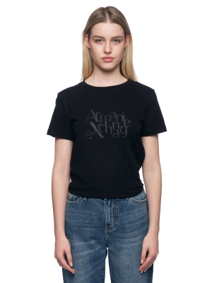 Футболка приталенного кроя в черном цвете с логотипом на груди Armani Exchange
