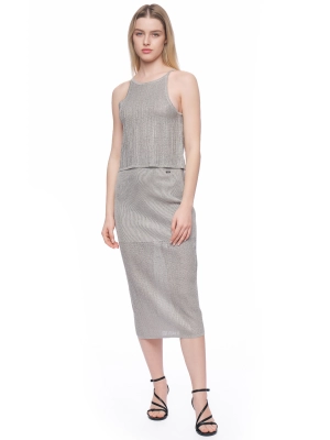 Топ в сером цвете на тонких брителях приталенного кроя Armani Exchange