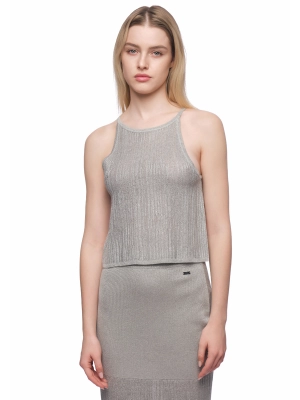 Топ в сером цвете на тонких брителях приталенного кроя Armani Exchange