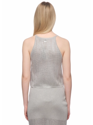 Топ в сером цвете на тонких брителях приталенного кроя Armani Exchange