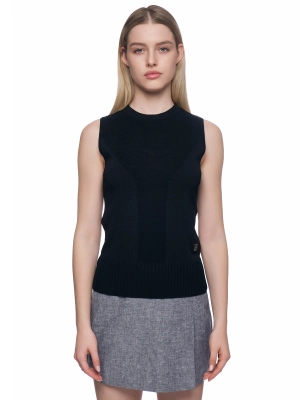 Трикотажный топ в черном цвете с коротким рукавом и круглым вырезом Armani Exchange