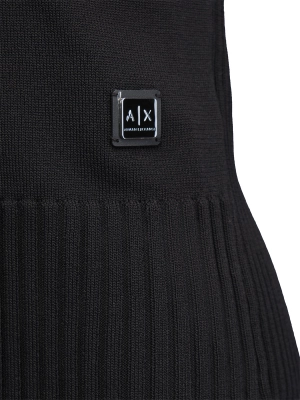 Трикотажный топ в черном цвете с коротким рукавом и круглым вырезом Armani Exchange