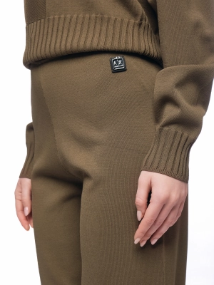 Брюки в цвете хаки на средней посадке с резинкой на поясе и манжетах Armani Exchange