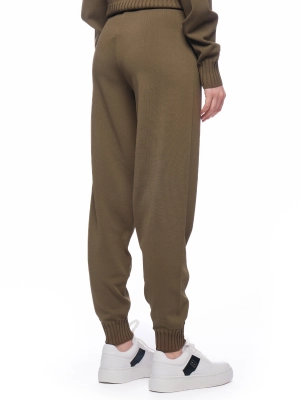 Брюки в цвете хаки на средней посадке с резинкой на поясе и манжетах Armani Exchange