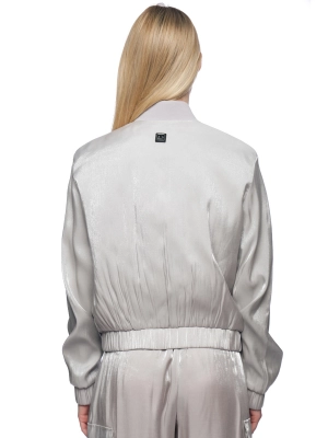 Куртка бомбер в сером цвете с контрастной молнией и резинкой на поясе Armani Exchange