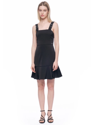 Платье в черном цвете длины мини на регулируемых  лямках Armani Exchange