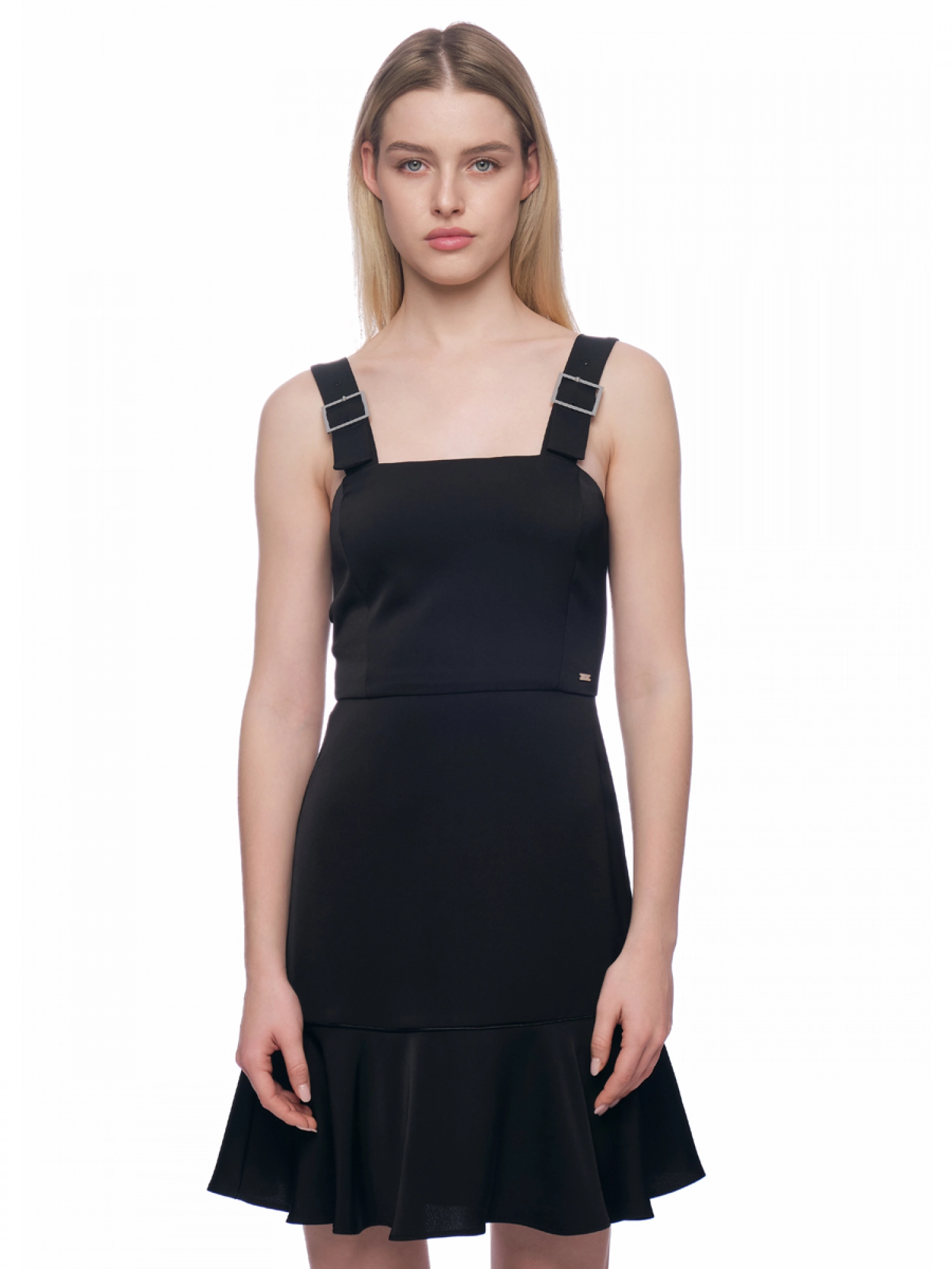 Платье в черном цвете длины мини на регулируемых  лямках Armani Exchange