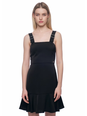 Платье в черном цвете длины мини на регулируемых  лямках Armani Exchange