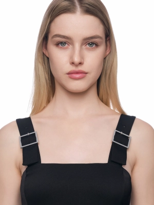 Платье в черном цвете длины мини на регулируемых  лямках Armani Exchange