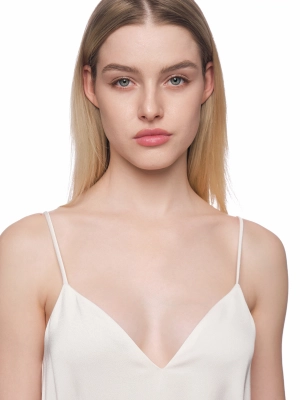 Платье в молочном цвете длины миди на лямках с поясом Armani Exchange