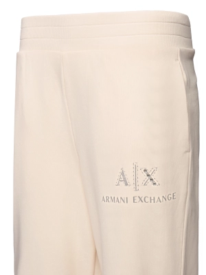 Трикотажные брюки в молочном цвете на резинке на поясе и манжетах Armani Exchange
