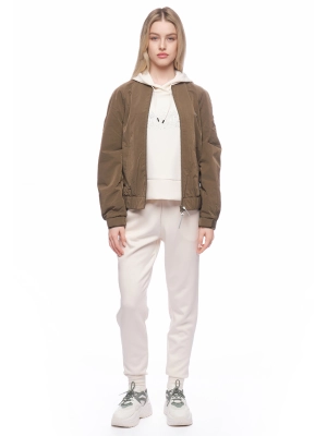 Куртка свободного кроя в цвете хаки с резинкой на поясе и резинкой на горловине Armani Exchang
