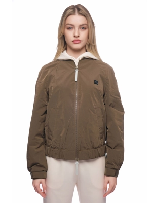 Куртка свободного кроя в цвете хаки с резинкой на поясе и резинкой на горловине Armani Exchang