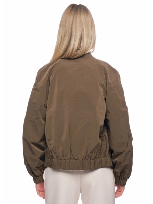 Куртка свободного кроя в цвете хаки с резинкой на поясе и резинкой на горловине Armani Exchang