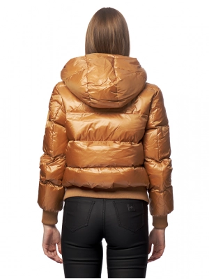 Пуховик с натуральным наполнителем в рыжем цвете с капюшоном из коллекции Icon Armani Exchange