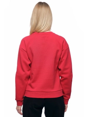 Свитшот в красном цвете с круглым вырезом и логотипом бренда на груди Armani Exchange
