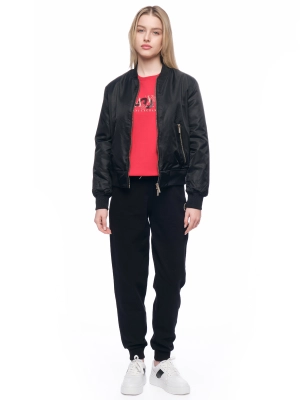 Свитшот в красном цвете с круглым вырезом и логотипом бренда на груди Armani Exchange