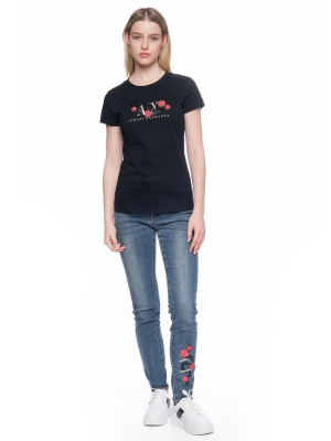 Футболка с круглым вырезом в черном цвете приталенного  кроя с логотипом Armani Exchange