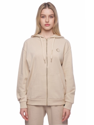 Толстовка в молочном цвете на молнии с капюшоном и логотипом бренда Armani Exchange
