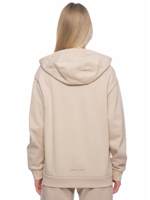 Толстовка в молочном цвете на молнии с капюшоном и логотипом бренда Armani Exchange