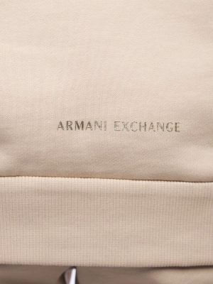 Толстовка в молочном цвете на молнии с капюшоном и логотипом бренда Armani Exchange